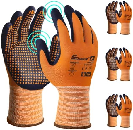 Schwer 3/6/12 Pairs Safety Work Gloves, MicroDot Abrasion & Grip by SCHWER