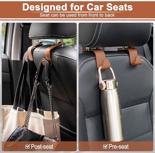 LivTee Car Seat Headrest Hook, Auto Seat Hook Hangers Organizer Interior - Image 6