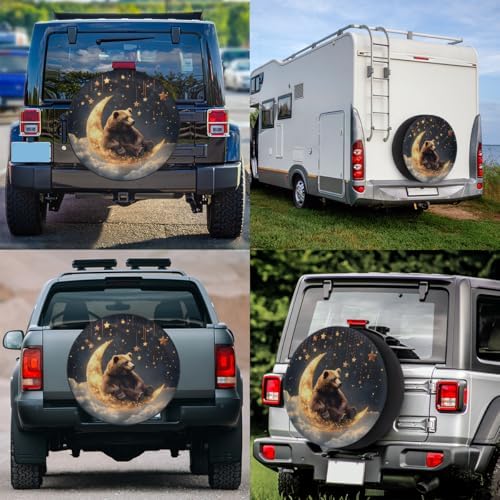 Spare Tire Cover for RV Trailer, Moon Bear Waterproof Sun Leather Wheel Cover - Image 6