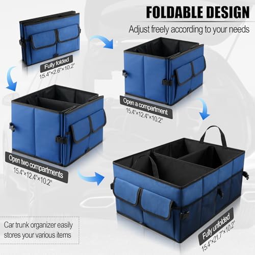 UYYE Auto Collapsible Trunk Organizer, 3 Large Compartments and 6 Pockets - Image 3