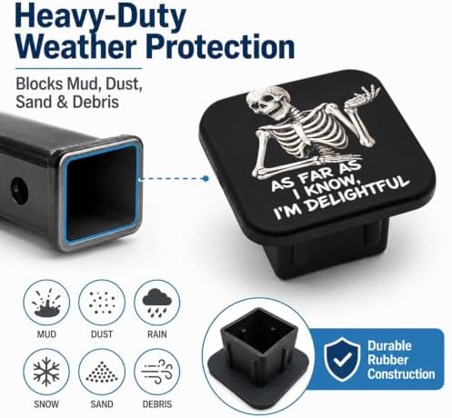 Funny Skull Skeleton 2" Hitch Cover, Rubber Towing Hitch Covers Hitch Protector - Image 6