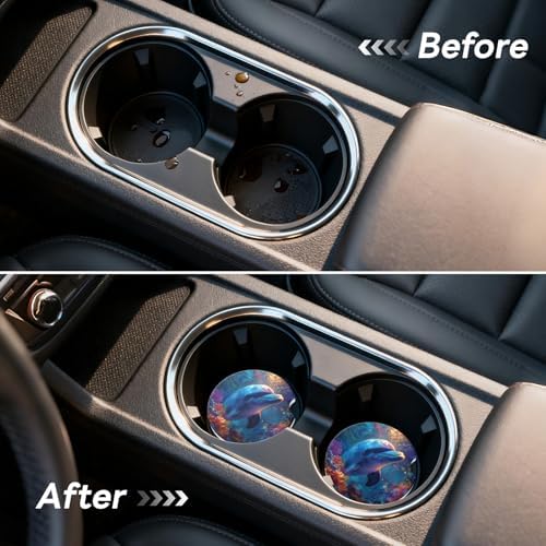 Car Cup Holder Ceramic Coasters 2 Pack, 2.56 in Anti Slip Absorbent Coaster - Image 5