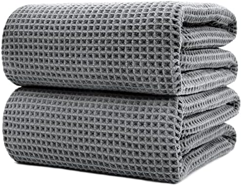 POLYTE 430 GSM Poly Blend Microfiber Waffle Bath Sheet XL Set, 35x70 in by Polyte