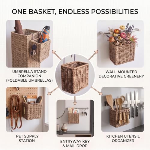 Wicker Umbrella Stand for Entryway, Tall Rattan Holder - Image 5
