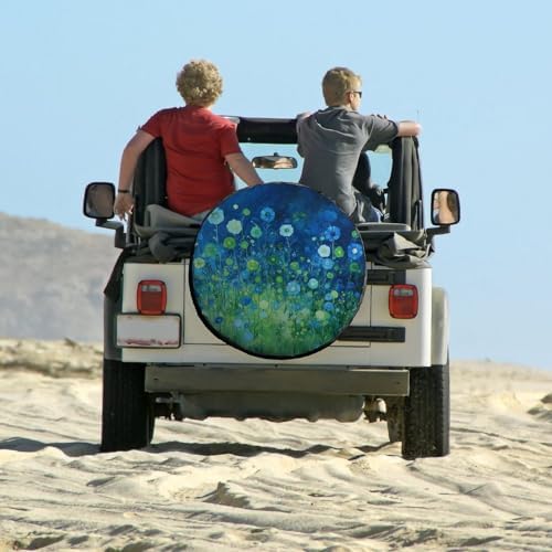Heavy Duty Spare Tire Cover 14inch Blue and Green Flowers Weatherproof Wheel - Image 6
