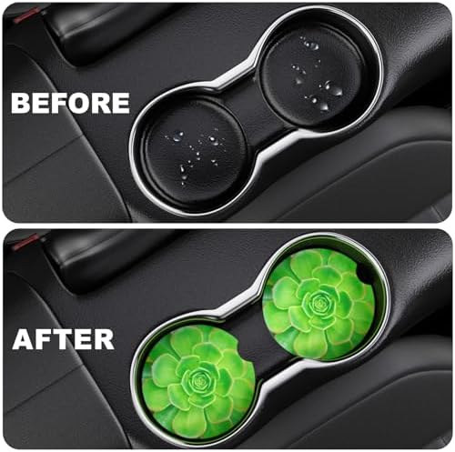 2 Pack Car Cup Holder Coaster, 2.63 inch Anti Slip Insert Absorbent Ceramic Car - Image 6