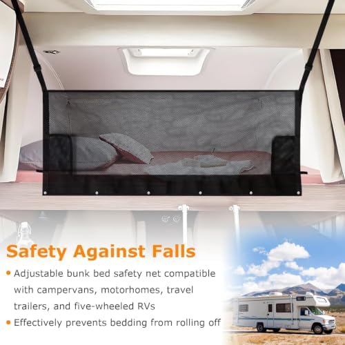 46-inch x 18-inch RV Bunk Bed Safety Net, Adjustable Bunk Bed Safety Net - Image 2