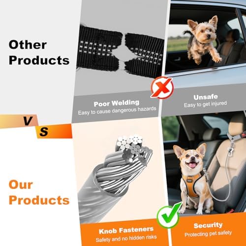 Dog Seat Belt for Car, Chew Proof Dog Car Seat Belt, 2 in 1 Car Harness for - Image 3
