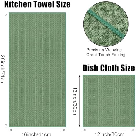 Homaxy Microfiber Kitchen Towels and Dishcloths Sets, 8 Pack, Grass Green - Image 4