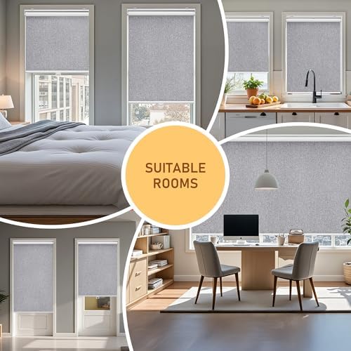 AOSKY Blackout Cordless Roller Shades, 33.5" W x 72" H, Heather Grey - Image 7
