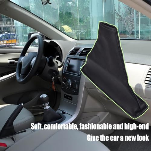 Car Shift Gear Stick Handbrake Cover Manual Shift Boot Black Leather Boot Cover - Image 7