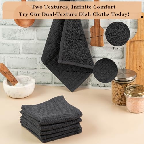 DishCloths Kitchen|Waffle Terry Check Weave Hand Towels|Cotton 12x12" Reusable - Image 3