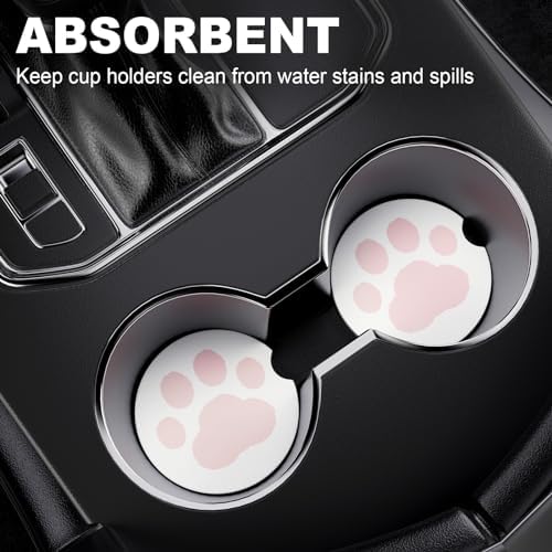 2 Pack Car Cup Holder Coaster, 2.63 inch Anti Slip Insert Absorbent Ceramic Car - Image 6