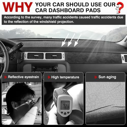 Autorder Dashboard Cover Mat for 2007-2013 Chevy Silverado Sierra, 2007-2014 - Image 2