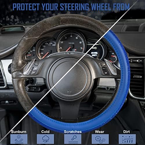 CAR PASS Bling Diamond Leather Steering Wheel Cover, - Image 6