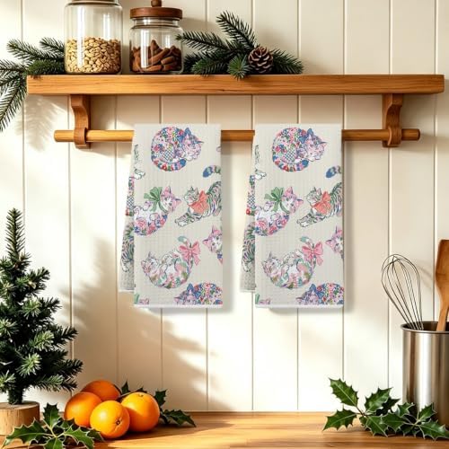 2 Pcs Colorful Cat Kitchen Towels, Cats Soft Absorbent Hand Tea Towel - Image 5