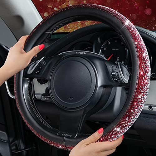 CAR PASS Bling Diamond Leather Steering Wheel Cover, Bling Sparkly Crystal - Image 2