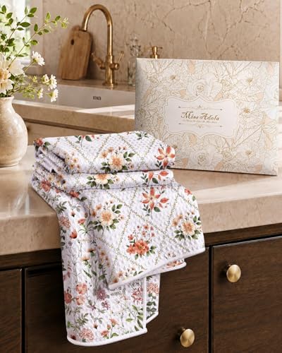 Miss Adola 2pcs Double-Sided Microfiber Kitchen Towels, Vivid Blossoms - Image 6