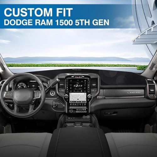 KUST Black Dash Cover for Dodge RAM 1500 2500 3500 2019-2024 2025 2026 Non-Slip - Image 2