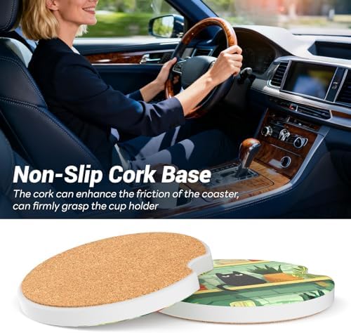 2 Pack Ceramic Car Coasters for Cup Holder, 2.56 in Anti Slip Absorbent Coaster - Image 6
