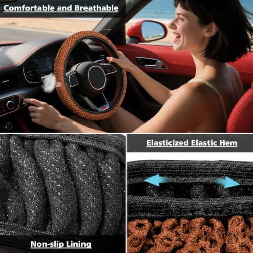 KAFEEK Elastic Stretch Steering Wheel Cover, Universal 15 Inch - Image 6
