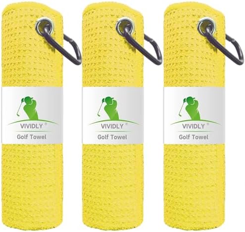 3 Pack 16"x16" Waffle Microfiber Golf Towels by VIVIDLY