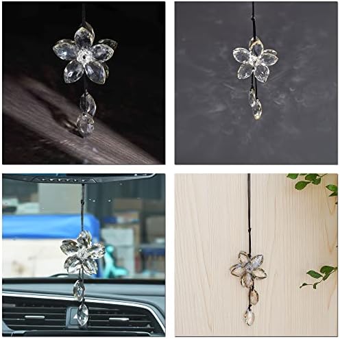 AuMoHall Crystal Flower Rear View Mirror Pendant Hanging Ornament Lucky Car - Image 5