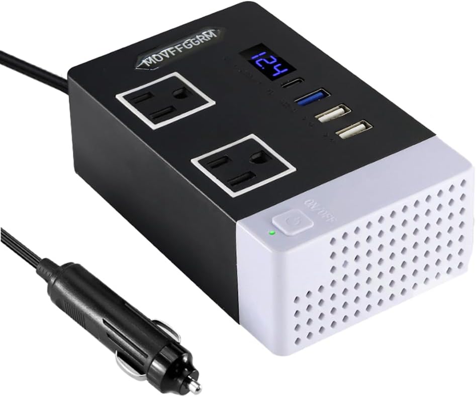 300W Car Power Inverter, DC 12V to 110V AC Car Plug Adapter Outlet with USB 3.0/2.0 Charger Type-c Port/car Charger for Laptop