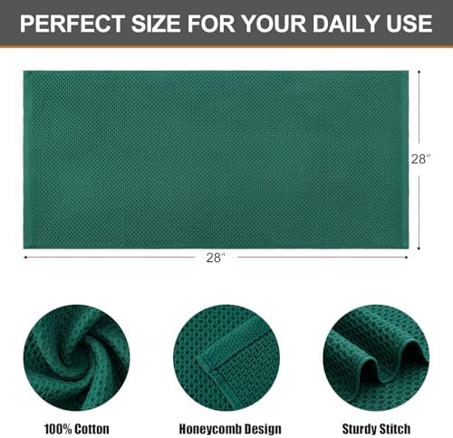 Kitinjoy 100% Cotton Waffle 4-Pack Kitchen Towels, Dark Green - Image 2
