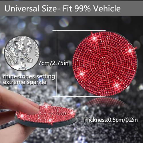 NBTEPEM 2pcs Bling Car Cup Holder Coaster, 2.75 inch Anti-Slip Shockproof - Image 2