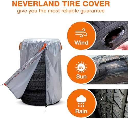 Tire Cover for Storage, 420D Waterproof Tire Stack Cover Holds 4 Tires 35in - Image 5