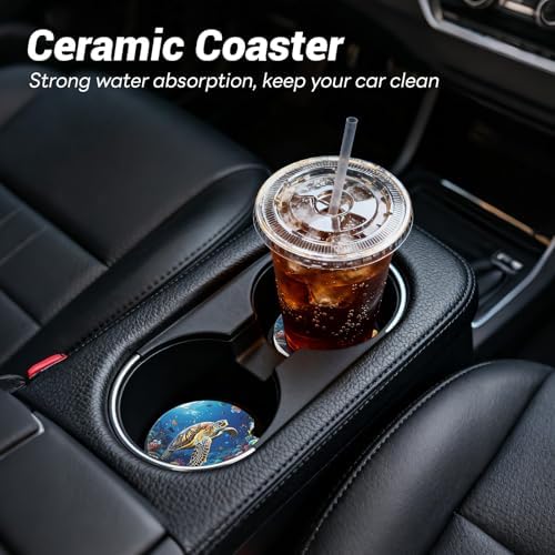 2 Pack Ceramic Car Coasters for Cup Holder, 2.56 in Anti Slip Absorbent Coaster - Image 2
