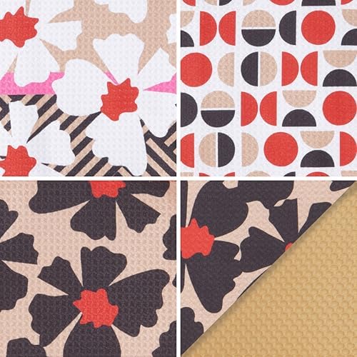 RITZ 6-Piece Flowers & Moons Microfiber Kitchen Set – Retro Mid-Century Modern - Image 2