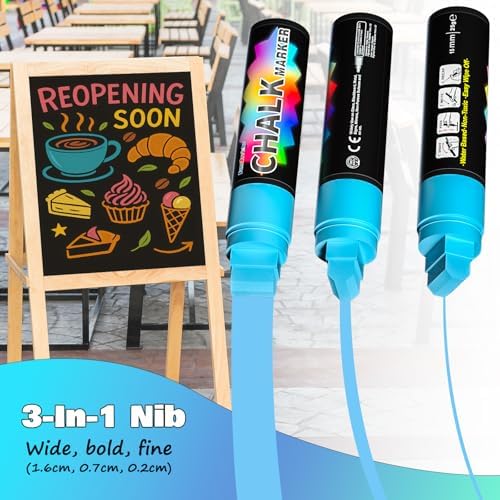 FansArriche Liquid Chalk Markers, 8 Colors 15mm Jumbo Car Window Markers - Image 3