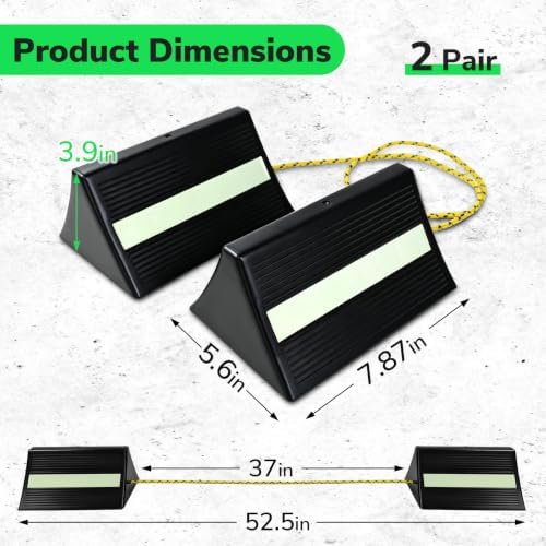 HOXWELL Wheel Chocks with Glow-in-the-Dark Tape, Non-Slip RV Camper Chock - Image 3