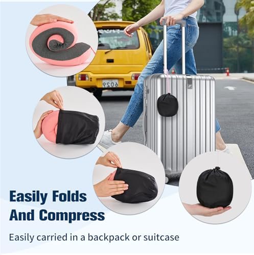 Cirorld Neck Pillow for Traveling, Travel Pillows for Airplanes Red - Image 6