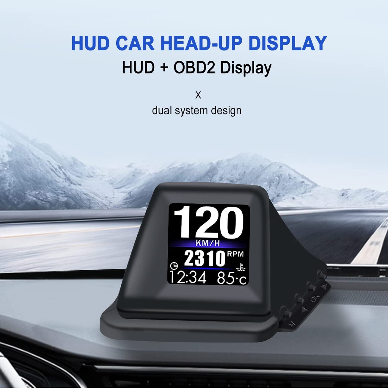 KAOLALI Head Up Display for Car Digital Speedometer Display GPS+OBD2 Dual System Smart Gauge MPH Clock RPM Over Speed Alarm Odometer for All Vehicle