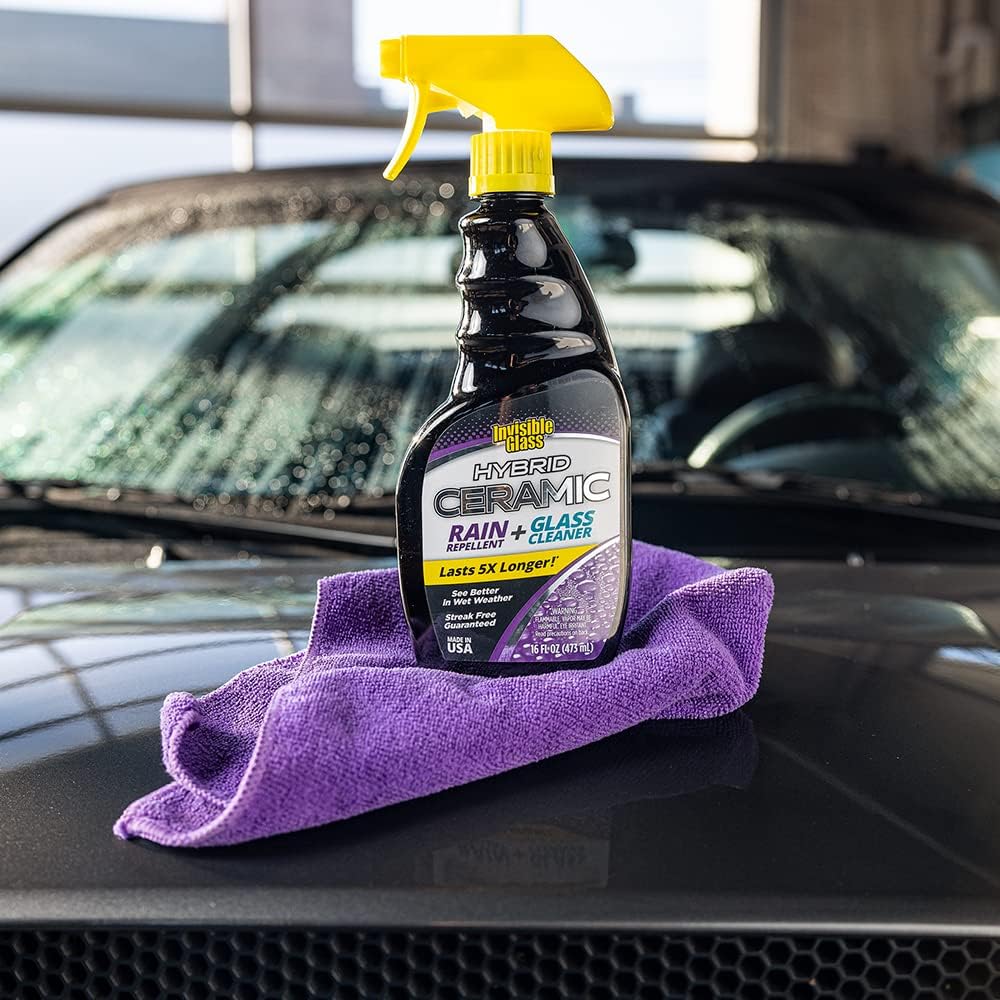 Invisible Glass 92183-4PK Hybrid Ceramic Rain Repellent and Glass Cleaner Cleans and Protects Car Windows and Windshields with Long-Lasting Water-Repellent Si02 Technology, 16 Fl Oz, Pack of 4