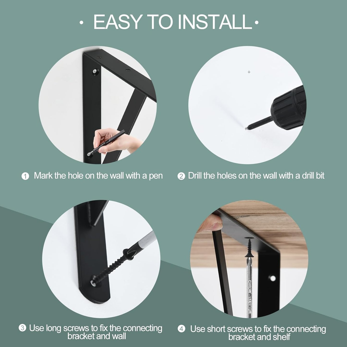 40 Pack L12 x H 8" Black Heavy Duty Shelf Brackets with Screws Metal Shelf Brackets Shelf Support Angle Brackets for Shelves L Brackets Heavy Duty Floating Shelf