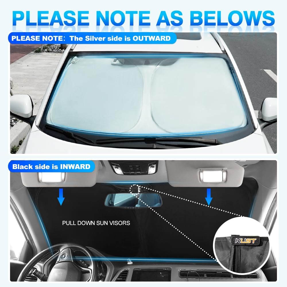 KUST Windshield Sun Shade for 2016-2020 Kia Sorento Accessories, Custom Fit Car Front Sunshade Window Sun Visor Protector Foldable Blocks UV Rays Keep Your Car Cooler