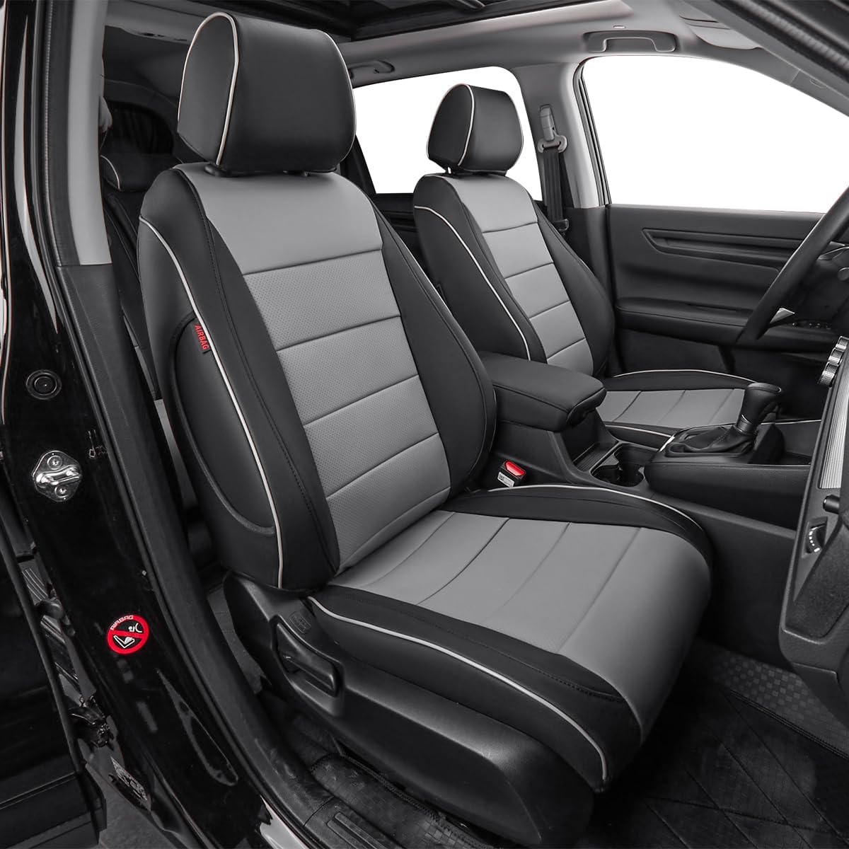 EKR Sportage Seat Covers Custom Fit for KIA Sportage Hybrid EX/SX Prestige & Plug-in Hybrid X-Line/X-Line Prestige 2023-2026 Leather Car Seat Cover Full Set-Faux Leather (Black/Gray)