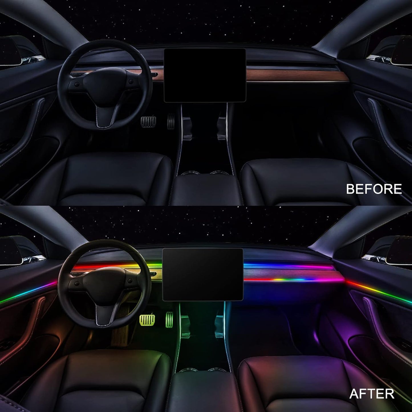 Dreamcolor Acrylic Interior Car LED Strip Light 14-inch, which fit for dreamcolor Main Controller Connects and sub-Controller kit (not Including), Not Applicable dreamcolor 5 in 1(Single Controller)