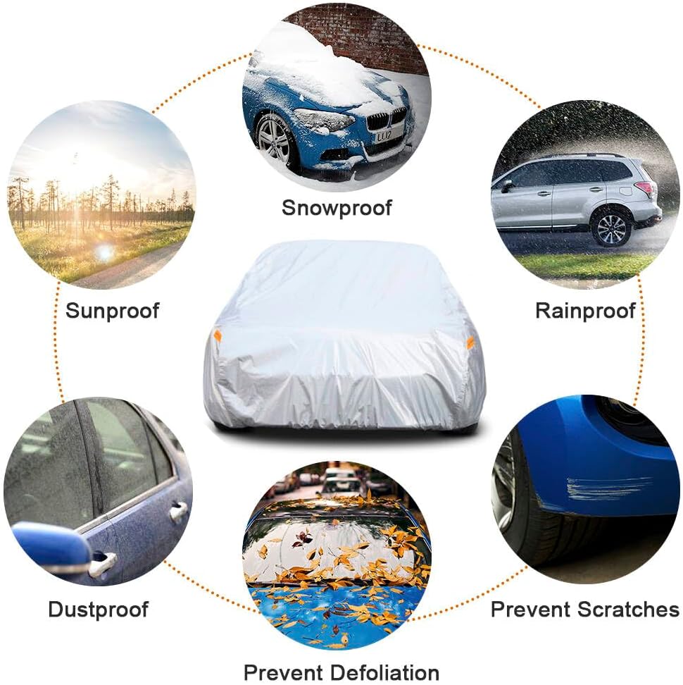 Kayme 6 Layers Car Cover Custom Fit for BMW 6 Series / 8 Series (2003-2025) Waterproof All Weather for Automobiles, Outdoor Full Cover Rain Sun UV Protection.Silver
