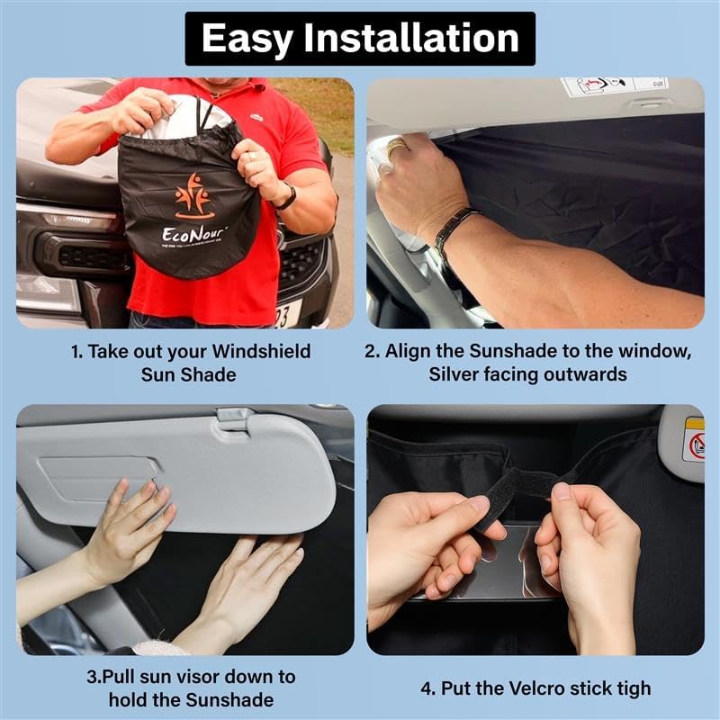 for Ford Explorer Car Windshield Sunshade Compatible with 2011-2019-EcoNour 240T Polyester Material Cars Sun Visor Reflector Blocks UV Rays - Foldable Sunshade Interior Protection Accessories