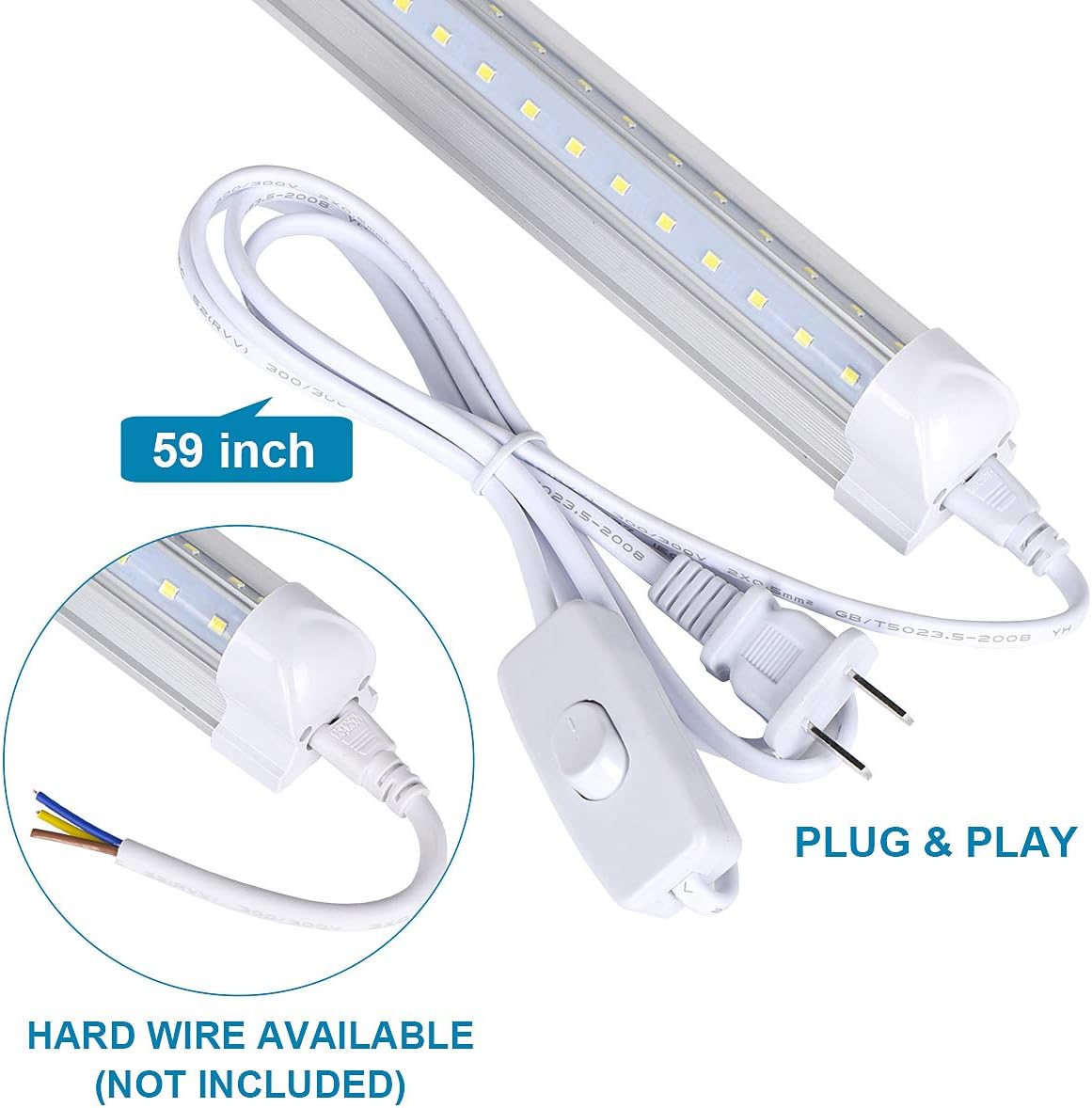 12 Pack,Led Shop Lights, 8FT Led Shop Light,100W 6000K 15000LM Clear White, Led Shop Light 8FT 110V Linkable Integrated V-Shape for Shop Garage,Warehouse,