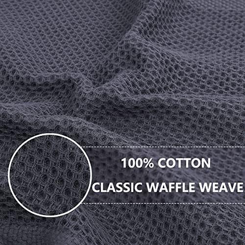 Homaxy 100% Cotton Waffle Weave Kitchen Dish Towels 24-Pack, Dark Grey - Image 2