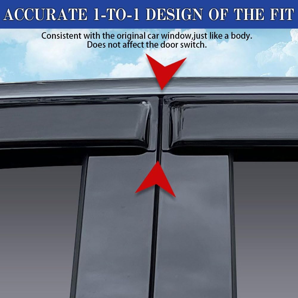 Rain Guards for Kia Soul 2014-2019, Tape-on Side Window Deflectors for Kia Soul, Window Visors for Kia Cars, for Kia Car Accessories 4 Rain Guards ＆ 2 Car Coasters