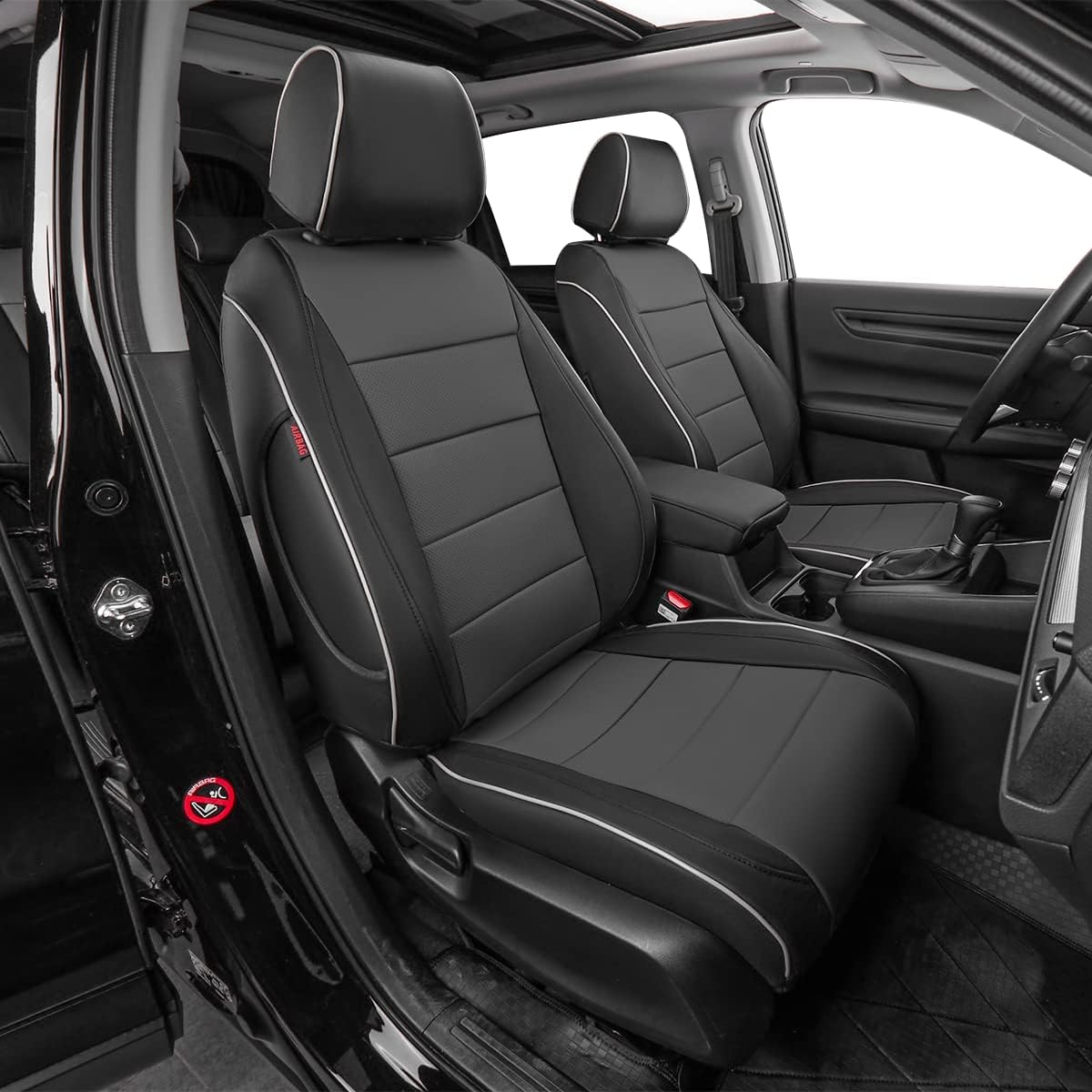 EKR Sportage Seat Covers Custom Fit for KIA Sportage LX 2023 2024 2025 2026 Leather Car Seat Cover Full Set - Faux Leather (Black/Gray)
