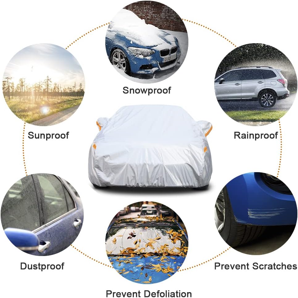 Kayme 6 Layers SUV Car Cover Custom Fit for GMC Acadia (2007-2025) Waterproof All Weather for Automobiles, Outdoor Full Cover Rain Sun UV Protection.Silver