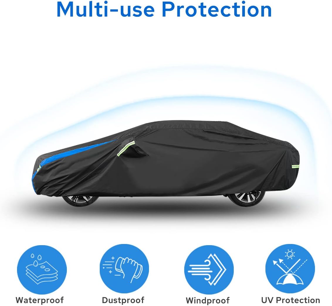 Avecrew Car Cover Custom Fit for Toyota Corolla, Waterproof All Weather Full Exterior Cover Rain Snow UV Protection Cover with Side Door Zipper Design